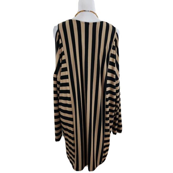 Zenergy Chico's~Woman Sz 3 (XL)~Cold Shoulder Vertical Stripe Knit Tunic Blouse - Picture 3 of 12
